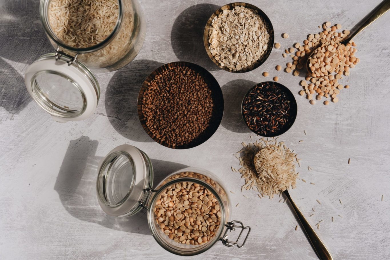 Assortment of grains on a table