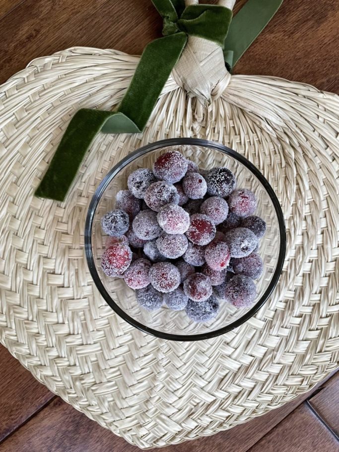 sugared cranberries in bowl